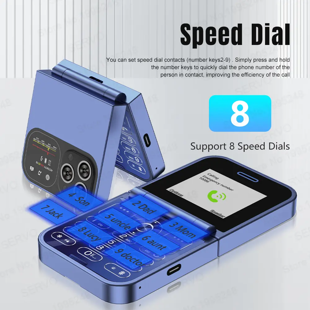SERVO F15 Mini Flip Mobile Phone Dual SIM Standby Flashlight Magic Voice Call Recording Speed Dial 2G Pocket Fold Phones Type-C