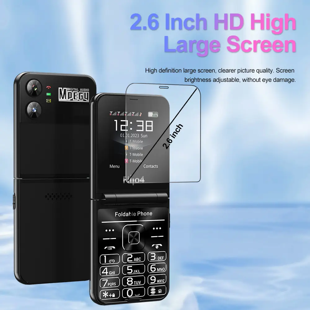 SERVO Flilo4 Foldable Mobile Phone 4 SIM Standby Magic Voice Speed Dial Call Recording MP4 Player Flashlight 2G Flip Cellphones