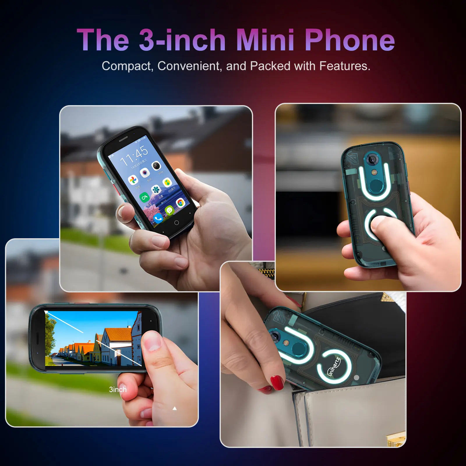 Unihertz Jelly Star Mini Smartphone 8GB 256GB Led Light Unlocked Transparent Backshell Cellphones For Spare Phone