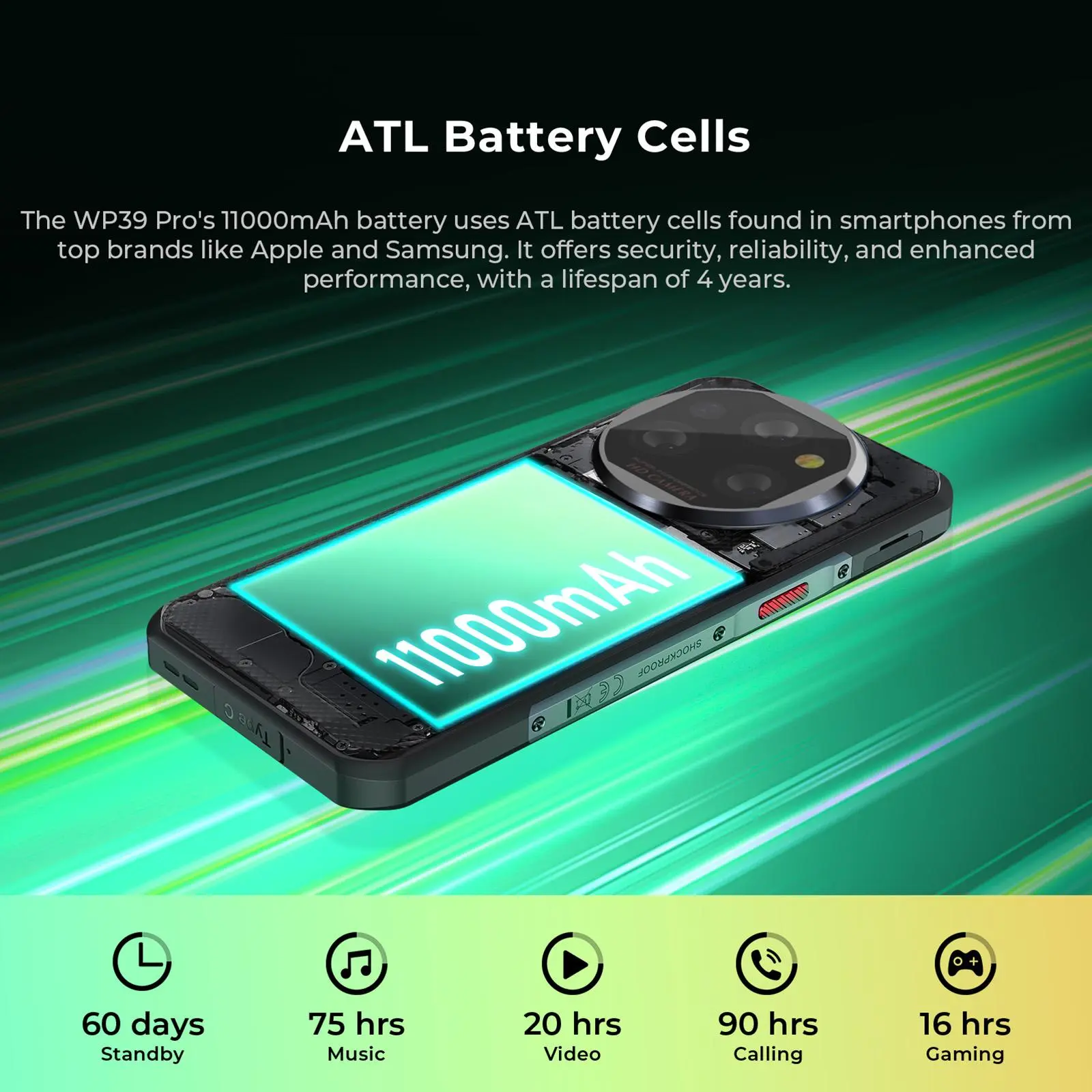 Oukitel WP39 Pro 5G Rugged Phone 12GB+512GB Night Vision 6.6 inch Android 14 Dimensity 6300 11000mAh NFC Smartphone