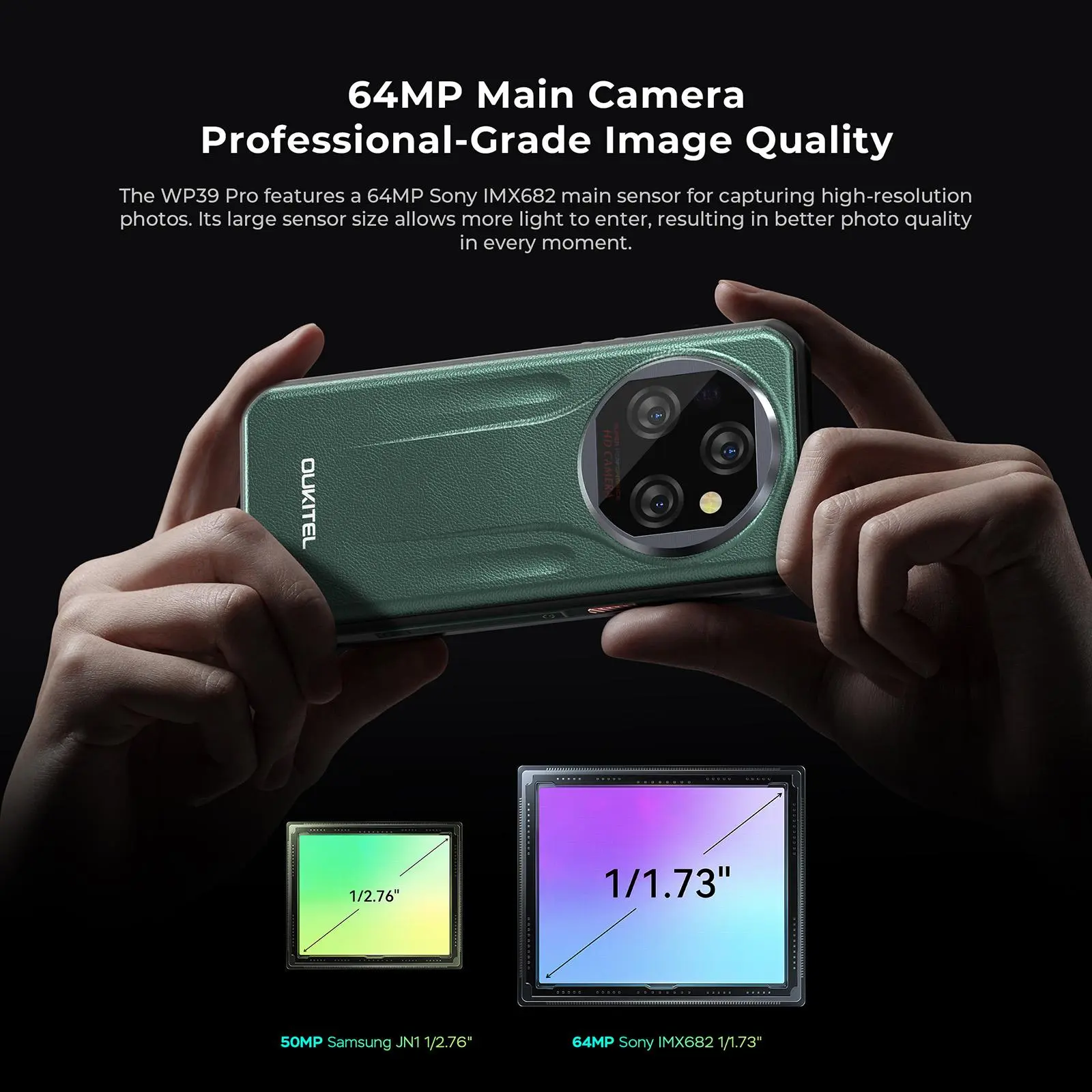 Oukitel WP39 Pro 5G Rugged Phone 12GB+512GB Night Vision 6.6 inch Android 14 Dimensity 6300 11000mAh NFC Smartphone