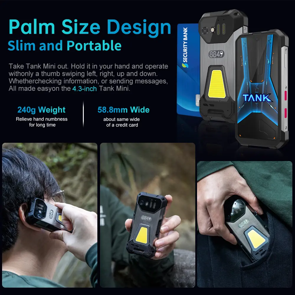 8849 Tank Mini& MARS Projector Rugged Smartphone 256GB 5800mAh100MP Camera Android Cellphone 4.3 inch Waterproof Mobile Phone