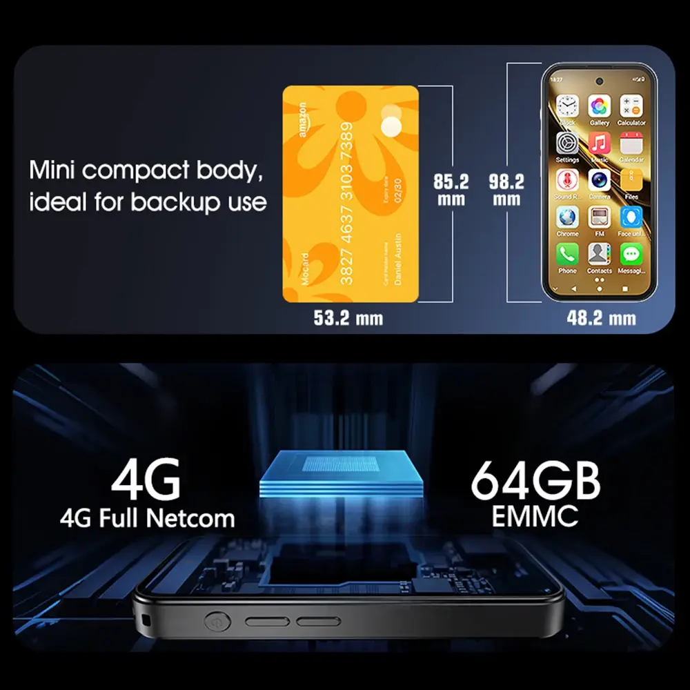 NEW UNIWA Q333 4G 3.97inch HD Mini Smartphone 4GB RAM 64GB ROM 2000mAh Mobile Phones BT5.0 Google Play Store Face ID Small Phone