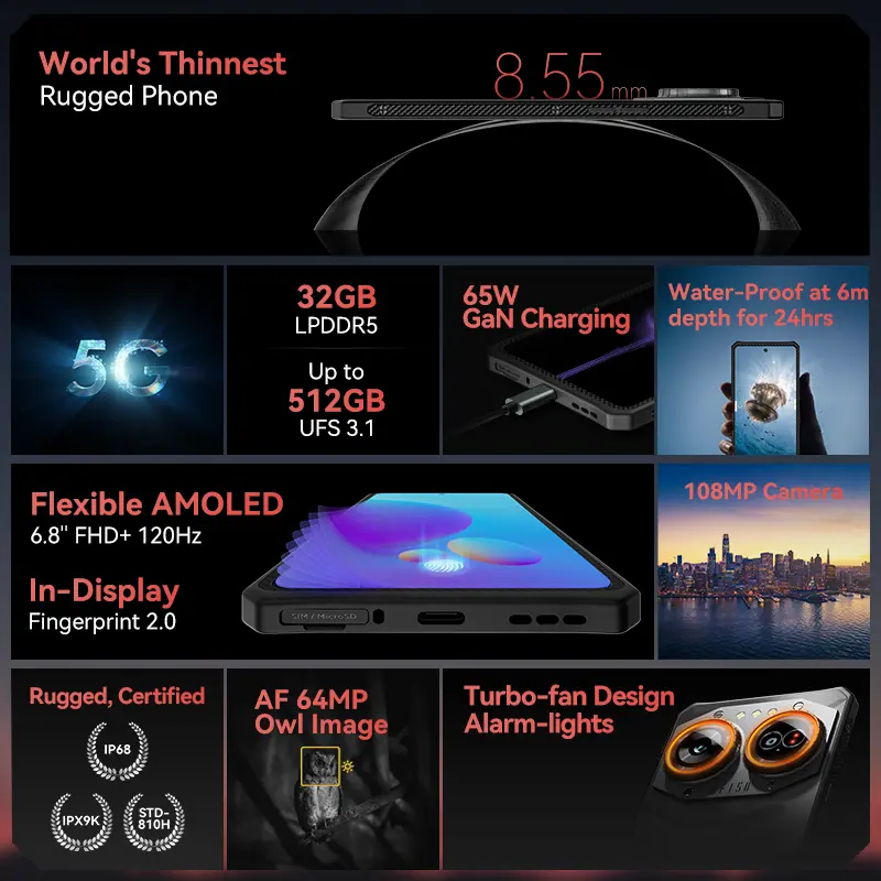 IIIF150 Air2 Ultra 5G Rugged Phone Android Smartphohe 6.8-inch FHD+ 120Hz Flexible AMOLED Display 6GB+512GB 108MP Camera Phone
