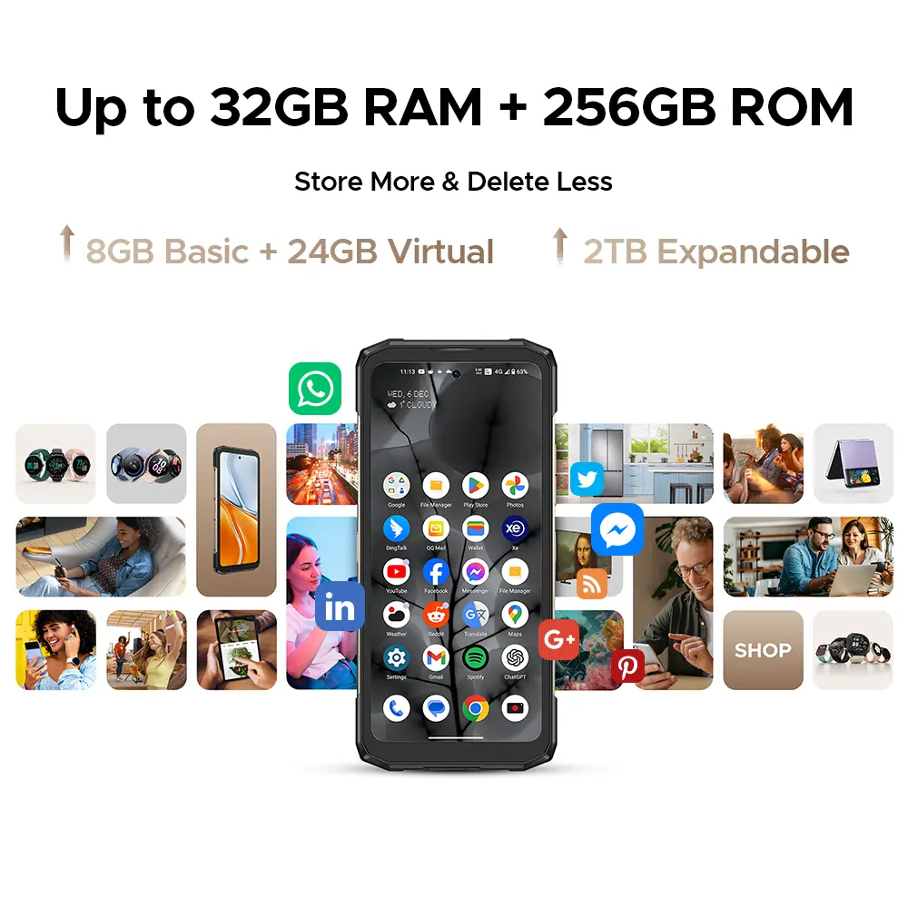 World Premiere DOOGEE Blade20 Turbo 5G Rugged Phone Android 15 Gemini Al 6.6'' HD+ 8GB 256GB AI Dual Camera 10300mAh Battery