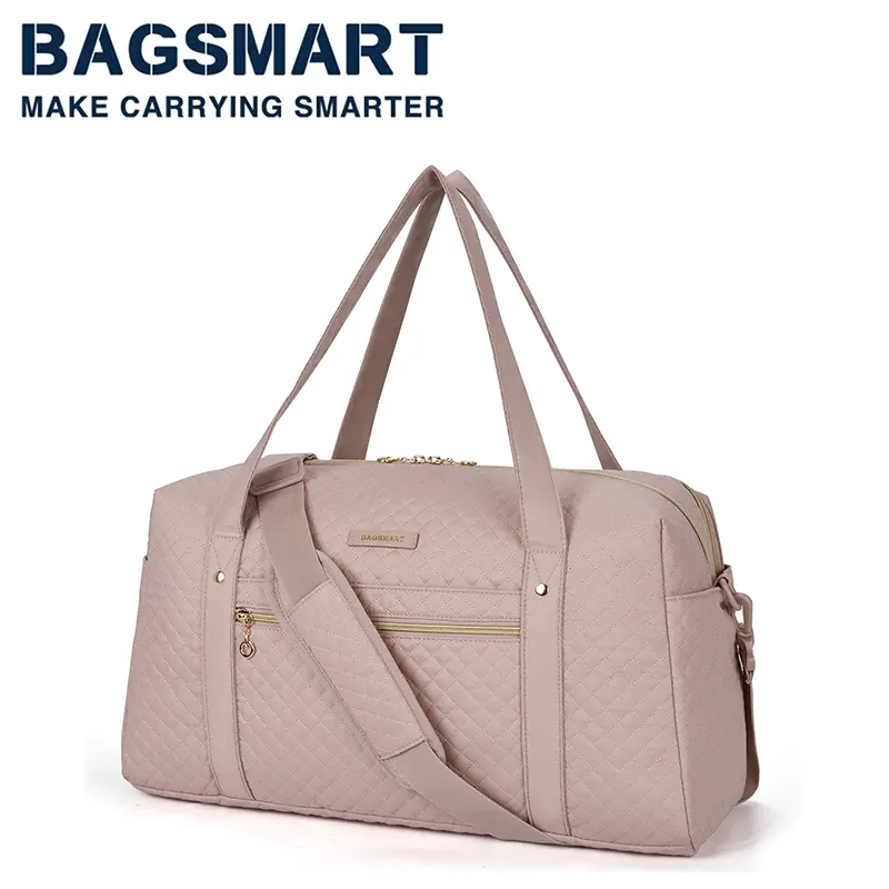 BAGSMART 2 Pcs Women Weekend Bag Carry on luggage Men Travel Duffle Bags Large Capacity Overnight Pink Nylon Waterproof Totes