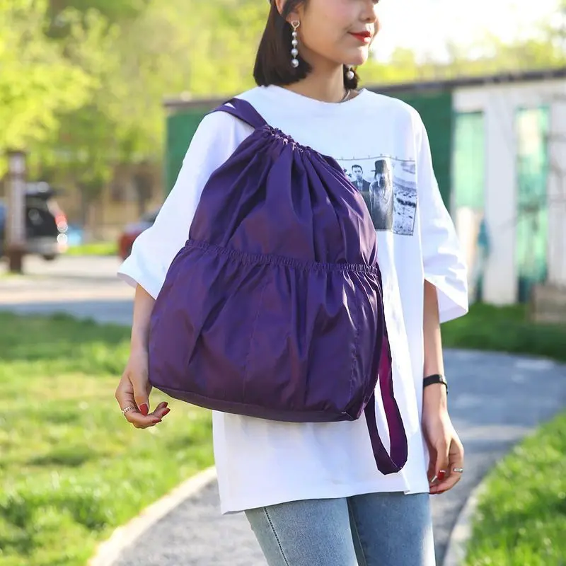 Drawstring Pocket Backpack New Travel Fitness Sports Bag Large Capacity Flower  Ethnic Style Waterproof Nylon Shoulders Backpack