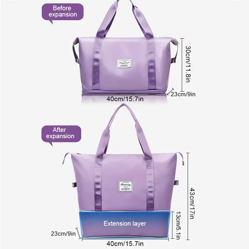 Women's Travel Tote Expandable Capacity Waterproof Dry Wet Separation Travel Bag Large Capacity Storage Luggage Handbag
