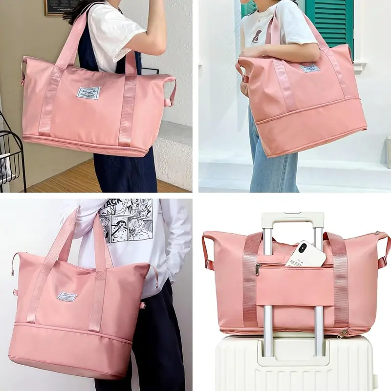Women's Travel Tote Expandable Capacity Waterproof Dry Wet Separation Travel Bag Large Capacity Storage Luggage Handbag