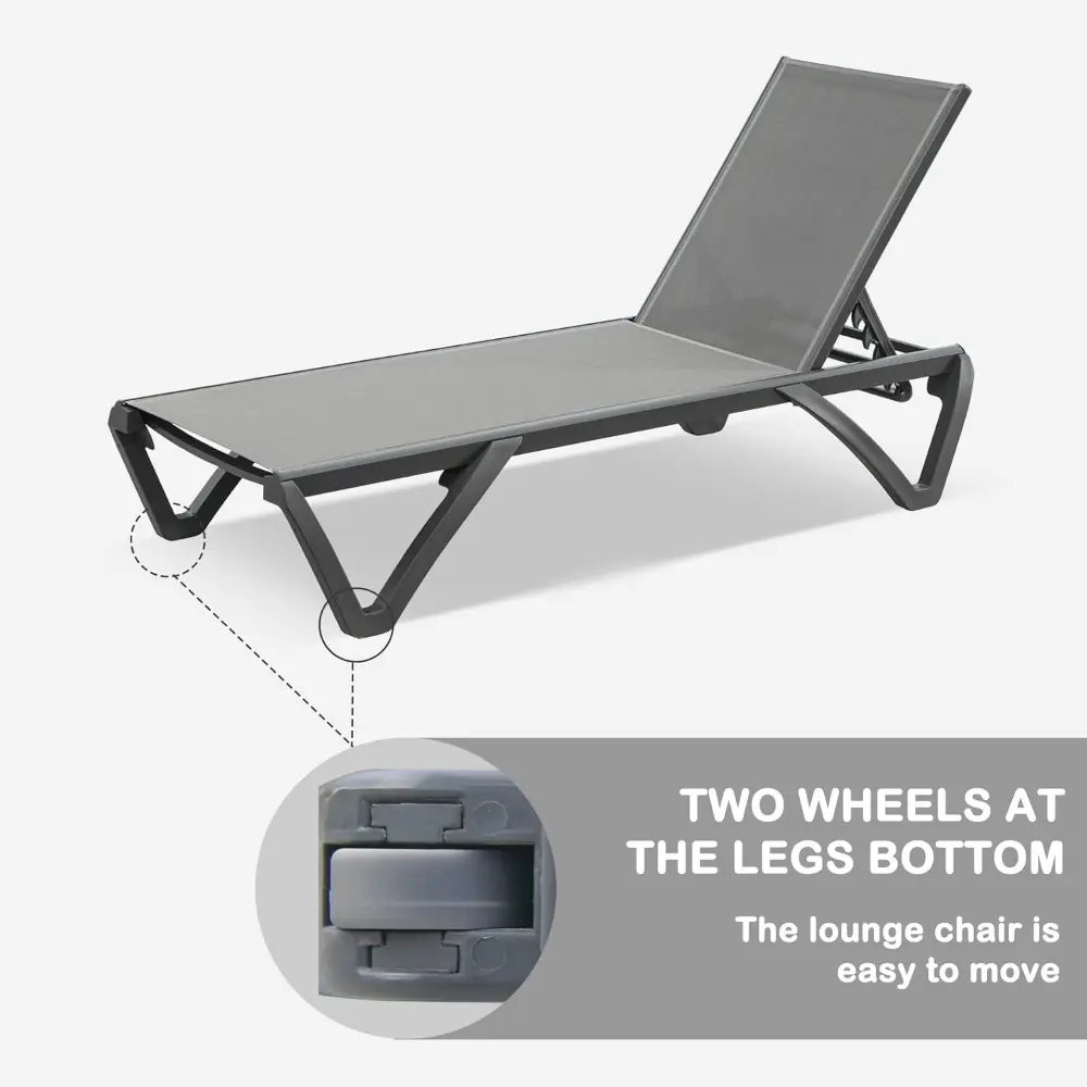 Domi Outdoor Chaise Lounge Set of 2,Pool Lounge Chair,Aluminum Sling Lounge Chairs for Outside with 5 Adjust able Positions (2 G