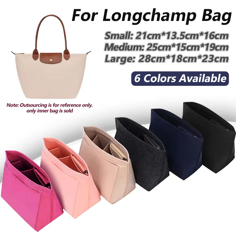 Felt Insert Bag Fits For Longchamp Handbag Liner Bag Felt Cloth Makeup Bag Support Travel Portable Insert Purse Organizer