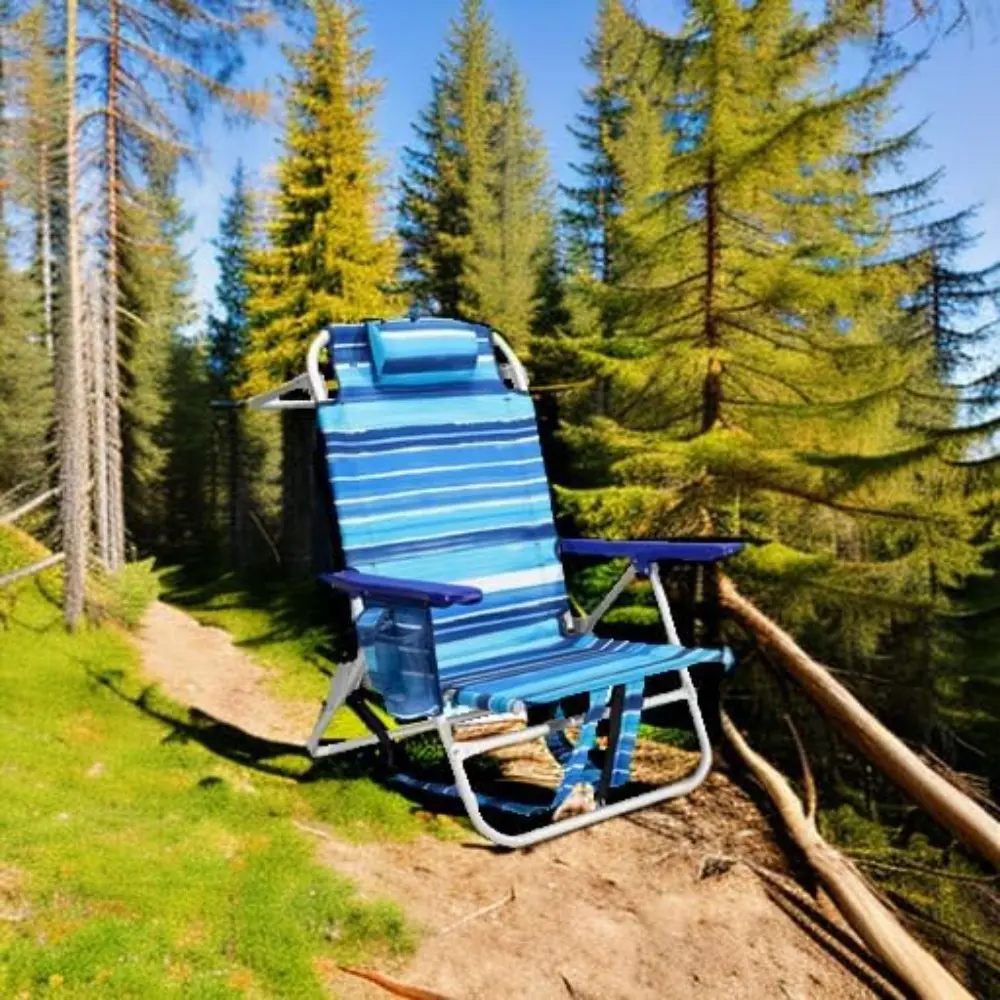 Backpack Beach Chairs for Adults,Pack Folding Heavy Duty Camping Chair with Large Pockets and Cup Holder,Adjustable high Beach