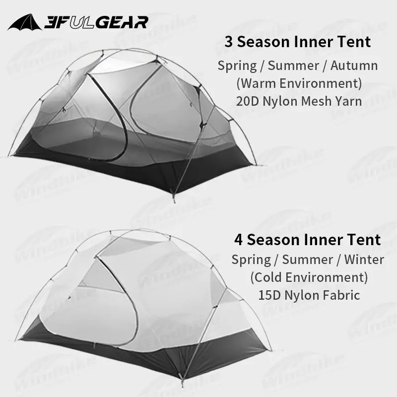 3F UL GEAR Floating Cloud 2 Lightweight Double Layer Tent 2 Persons Camping Outdoor Portable 15D/210T Waterproof  Windproof 3In1