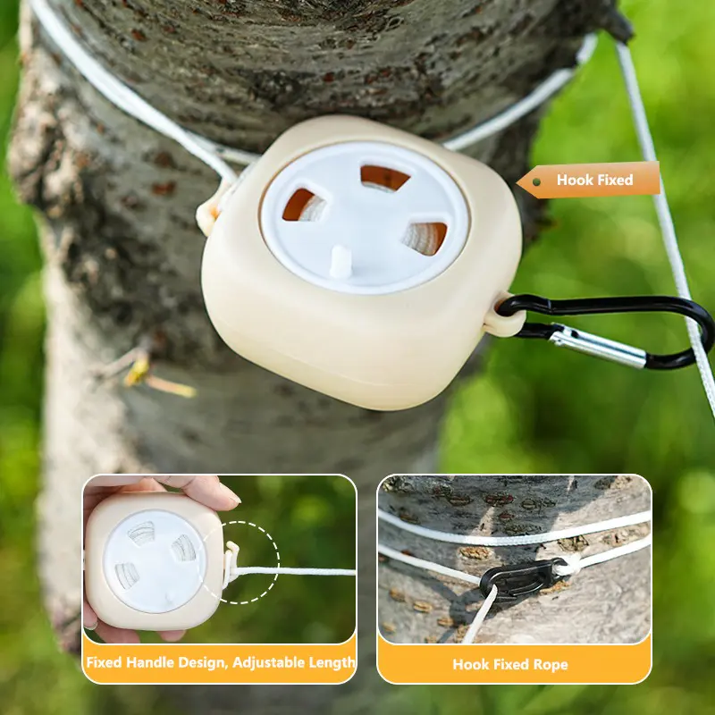 Portable Travel Clothesline is 32ft Retractable Camping Clothes line and 10 Windproof Buckles,for camping,outdoor,hiking