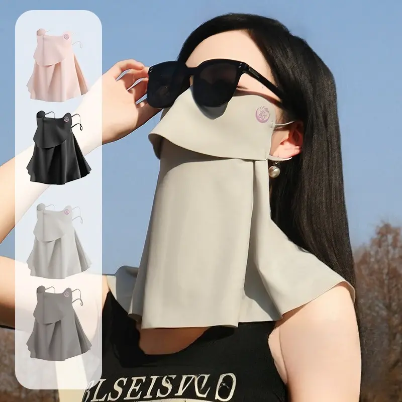 1PC 3D Ice Silk Sun Protection Mask for Women UPF50+ Anti-UV Balaclava Scarf Summer Outdoor Cycling Hiking 360° Face Neck Cover