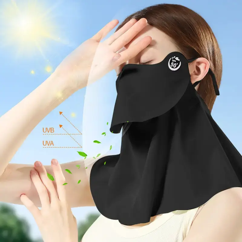 1PC 3D Ice Silk Sun Protection Mask for Women UPF50+ Anti-UV Balaclava Scarf Summer Outdoor Cycling Hiking 360° Face Neck Cover