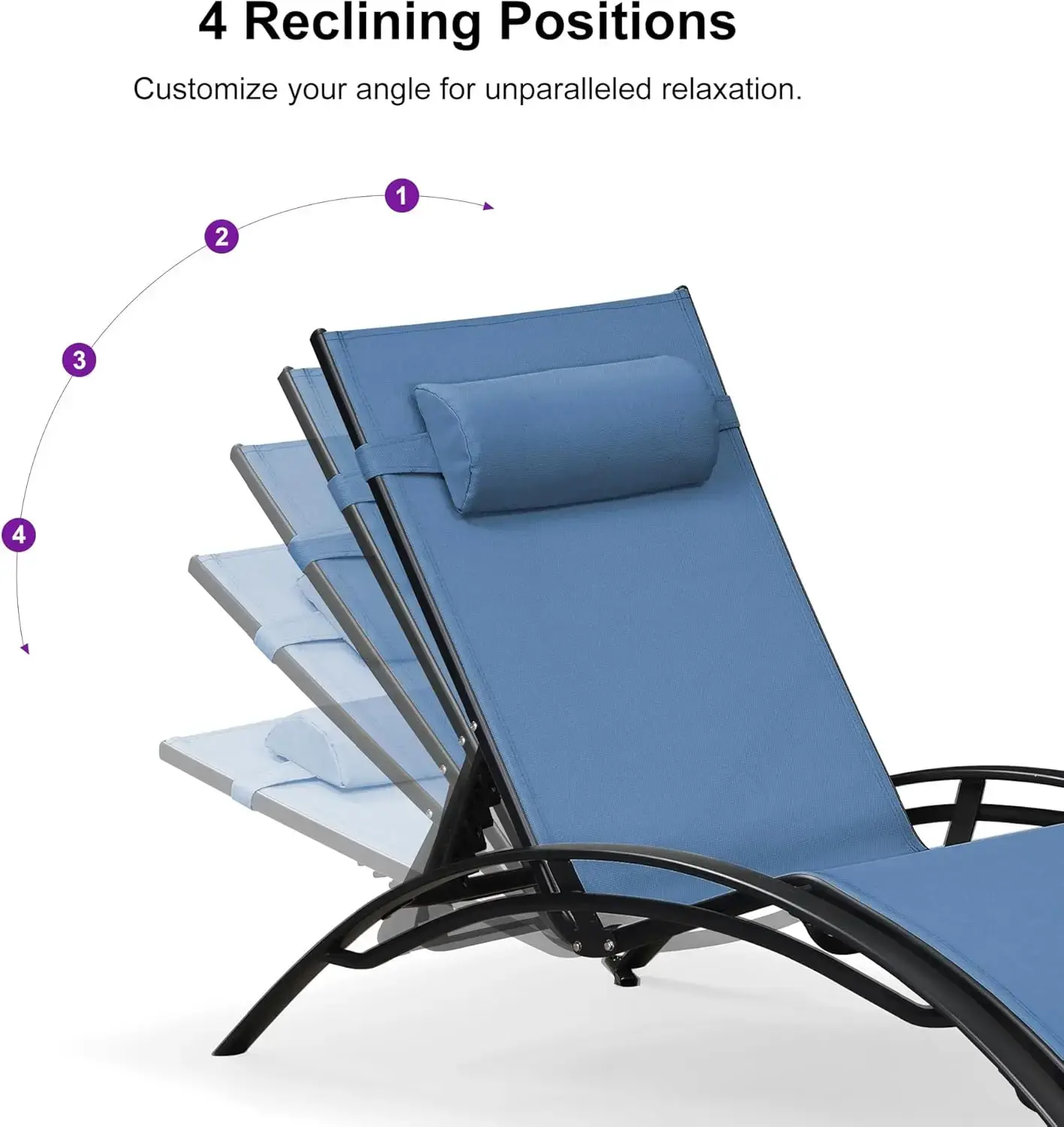 Patio Chaise Lounge Set of 3 Outdoor Lounge Chair Beach Pool Sunbathing Lawn Lounger Recliner Outside Tanning Chairs with Arm