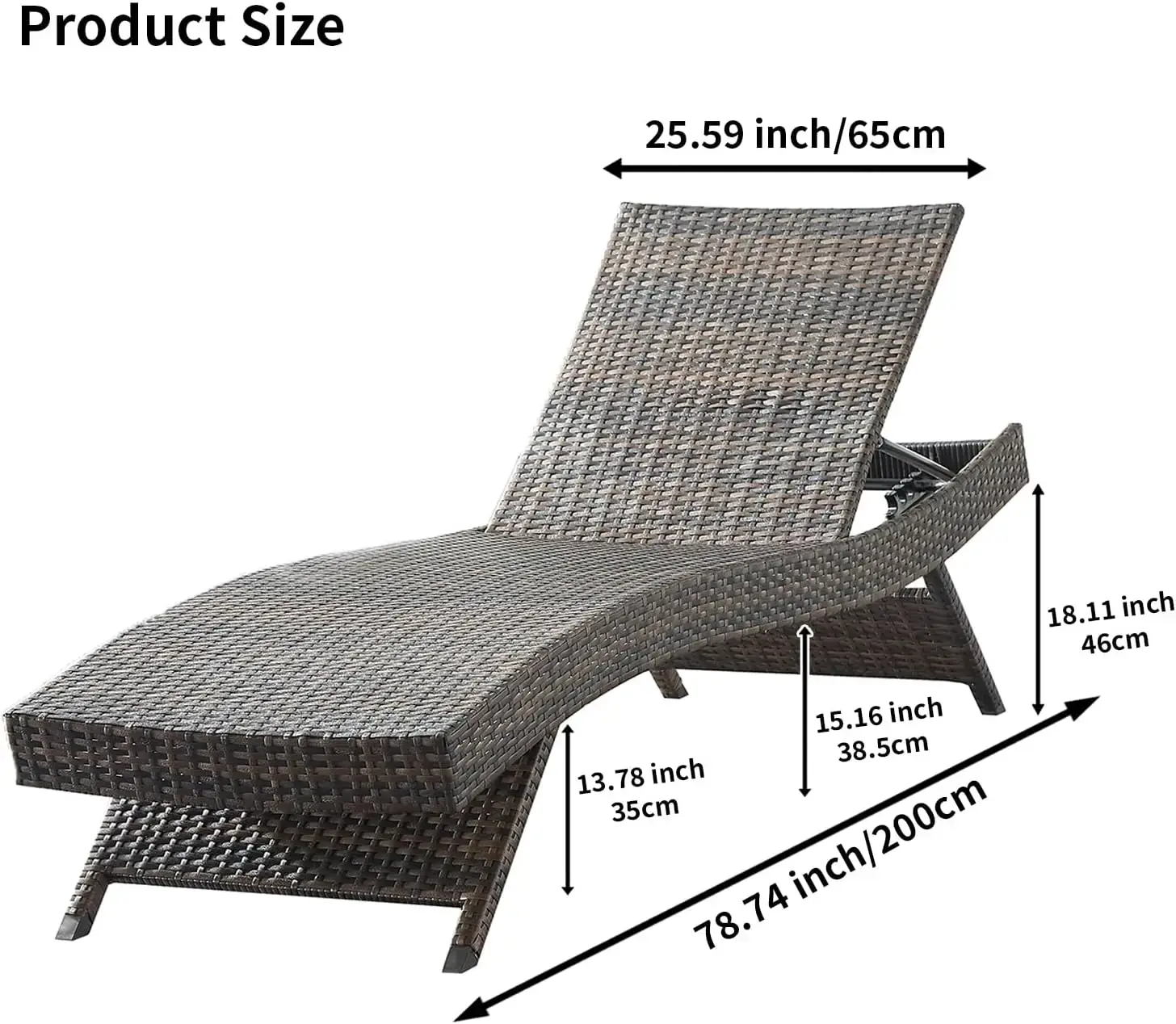 79'' Long Reclining Chaise Lounge Set (Set of 2), Outdoor Wicker Reclining Lounge Chair Patio Rattan Double Chaise Lounge Lawn