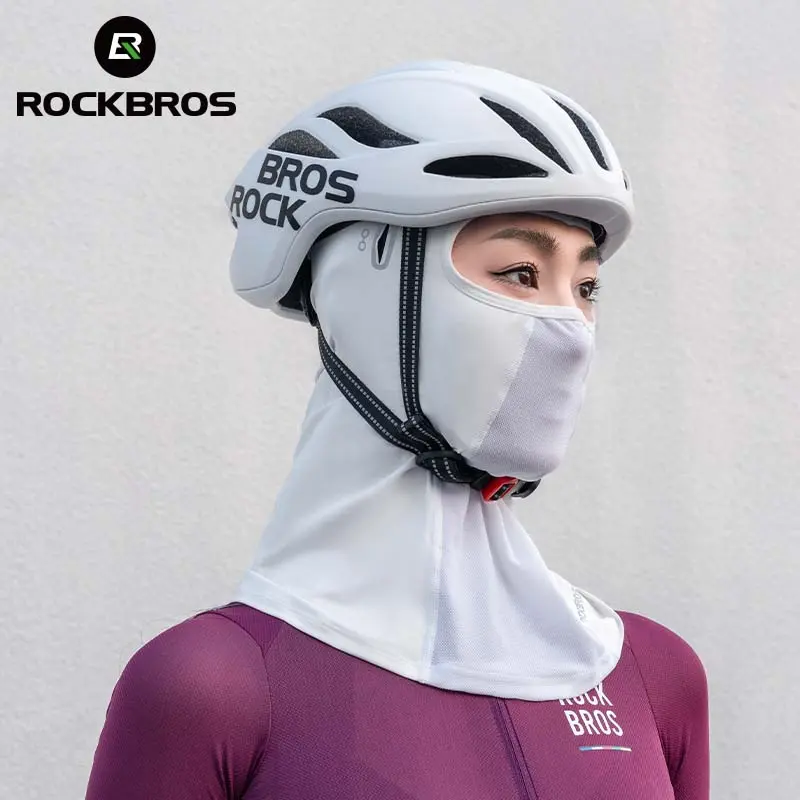 ROCKBROS Summer Cycling Face Mask Lightweight Breathable Cool Ice Silk Scarf With Glasses Holes Sunscreen Mask Cycling Headgear