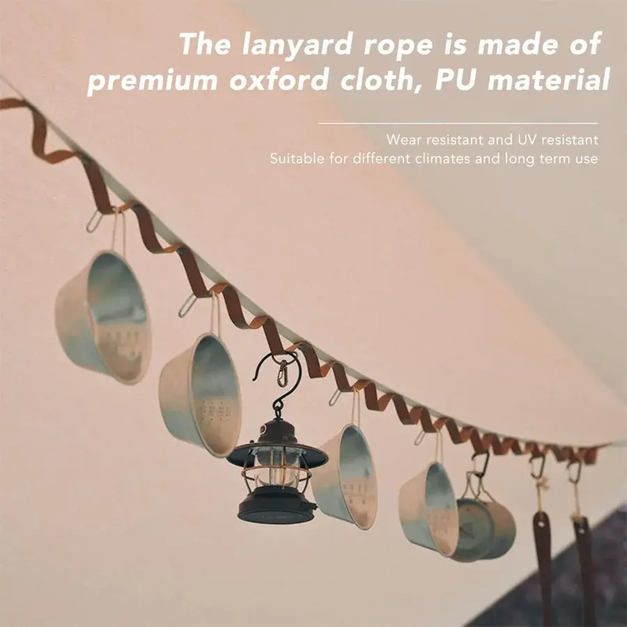 1 Pcs Outdoor Hanging Rope Portable Lanyard, Durable PU Lanyard for Outdoor Camping, Picnic, Camping Equipment