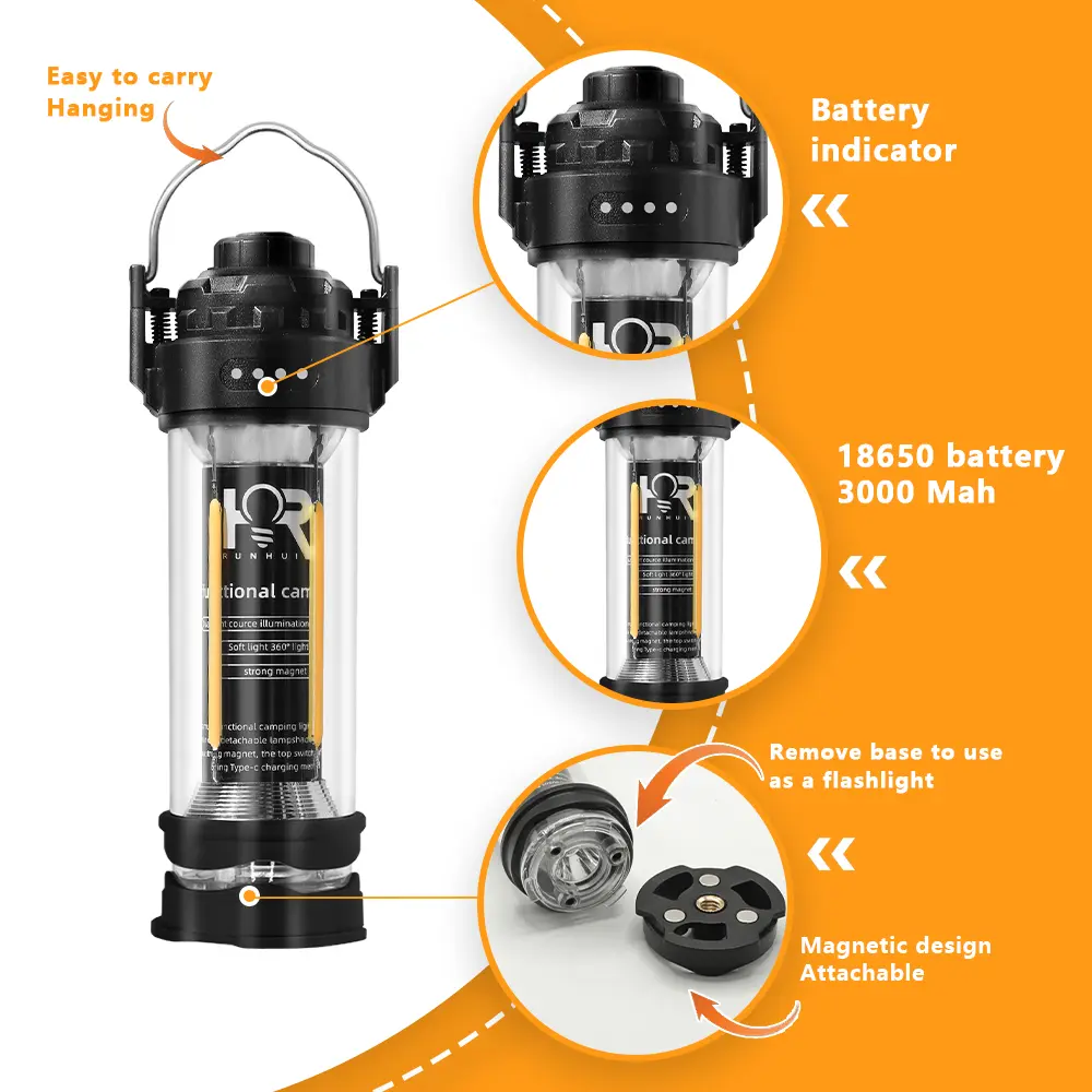 DOTWISE 3000mAH Camping Portable Retro Lantern Camping Lighthouse Tent Light Lantern Decor Waterproof Outdoor Atmosphere lights