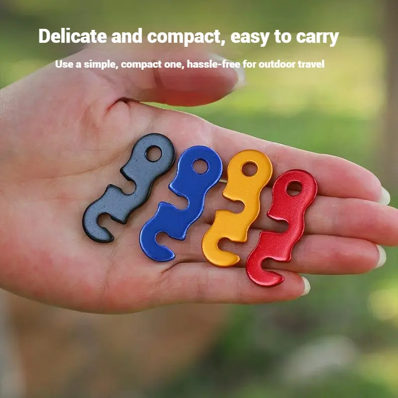 10/20pcs Adjustable Aluminum Rope Buckle for Outdoor Camping Tent Fastener S-type Tent Rope Clip Buckle Fixing Tensioner