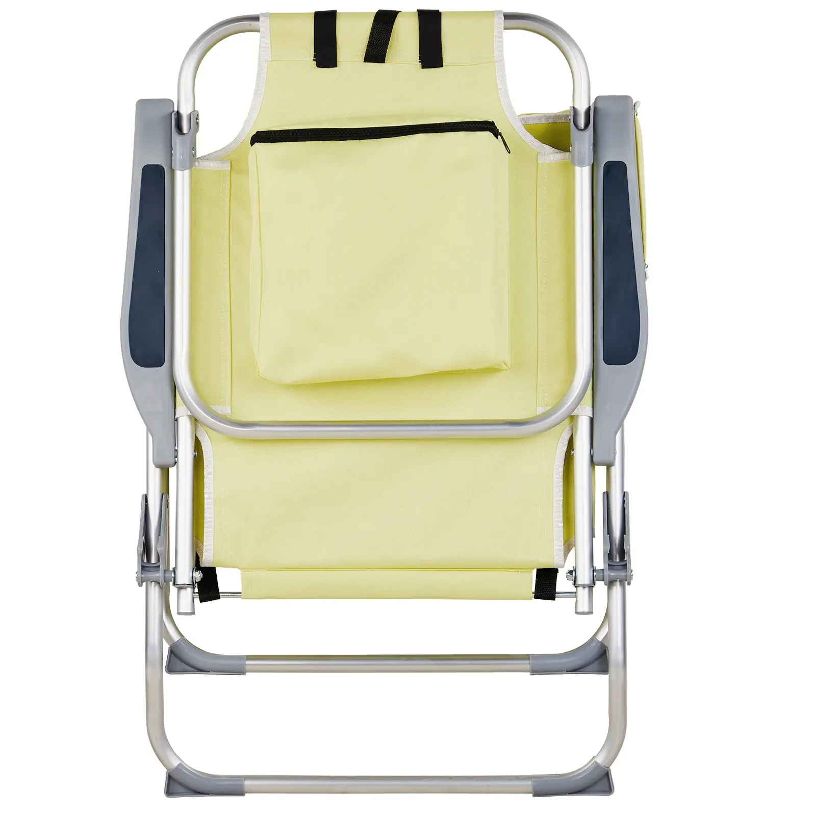 63*70*99cm Heightened Oxford Cloth Silver White Aluminum Tube Bearing 100kg Beach Chair Yellow