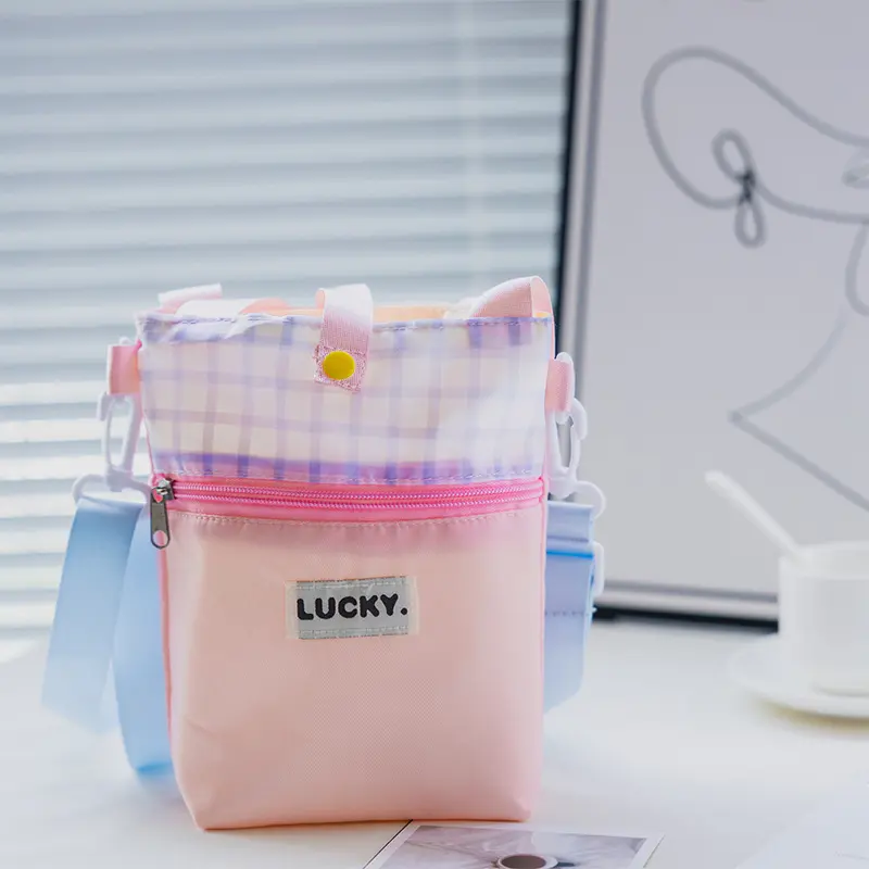Out door Dopamine Color Water Bottle Bag with Adjustable Shoulder Strap Mini Shoulder Bag Cup Insulated Protective Cover