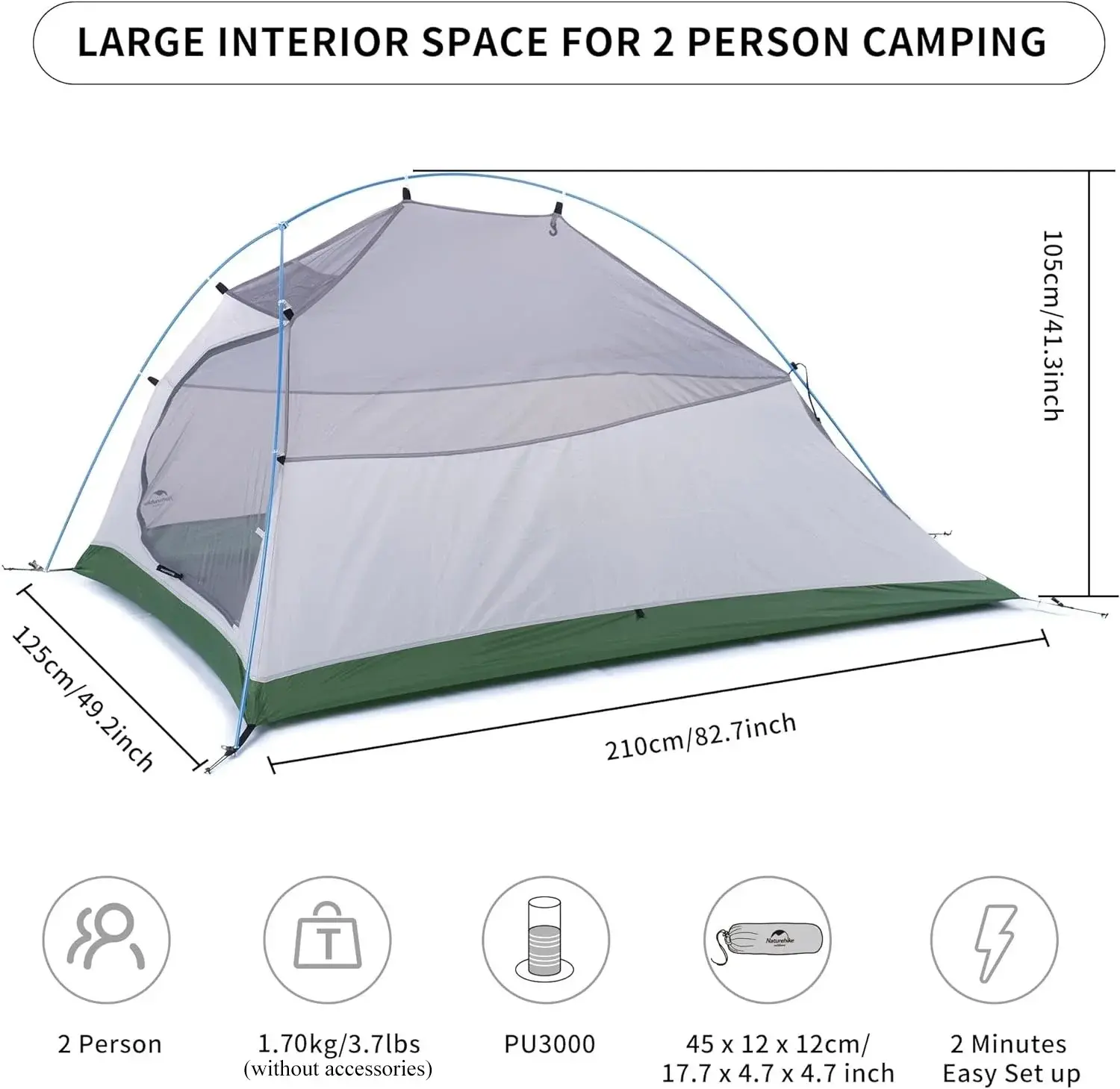 Mei Zi Cloud Up 2 Person Camping Tent Waterproof Easy Build Ultralight Beach Tent Outdoor Hiking Backpacking Shelter Tents