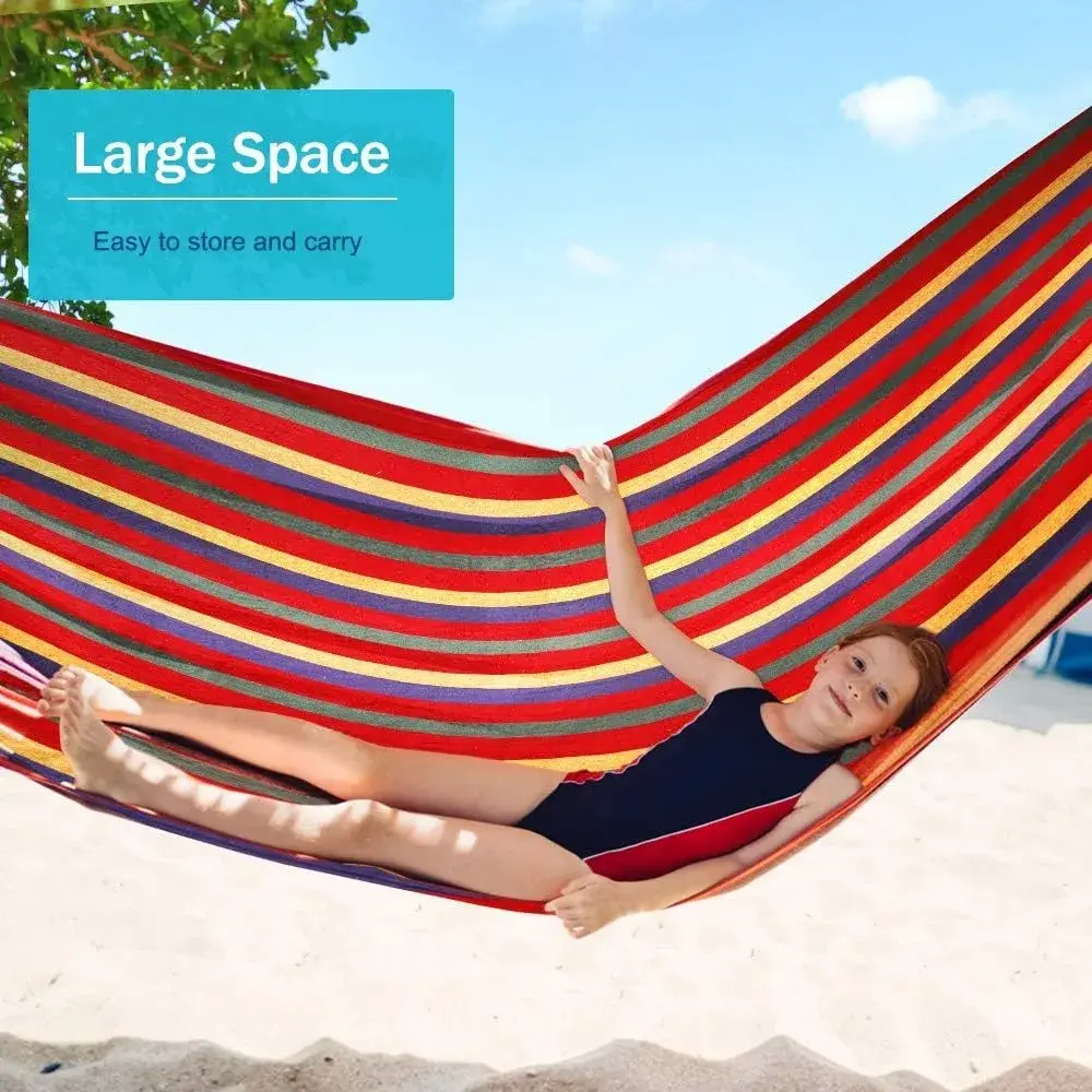 Canvas Garden Hammock Portable Outdoor/Indoor Hammock with Travel Bag for Camping,Backyard,Patio - Comfortable Fabric