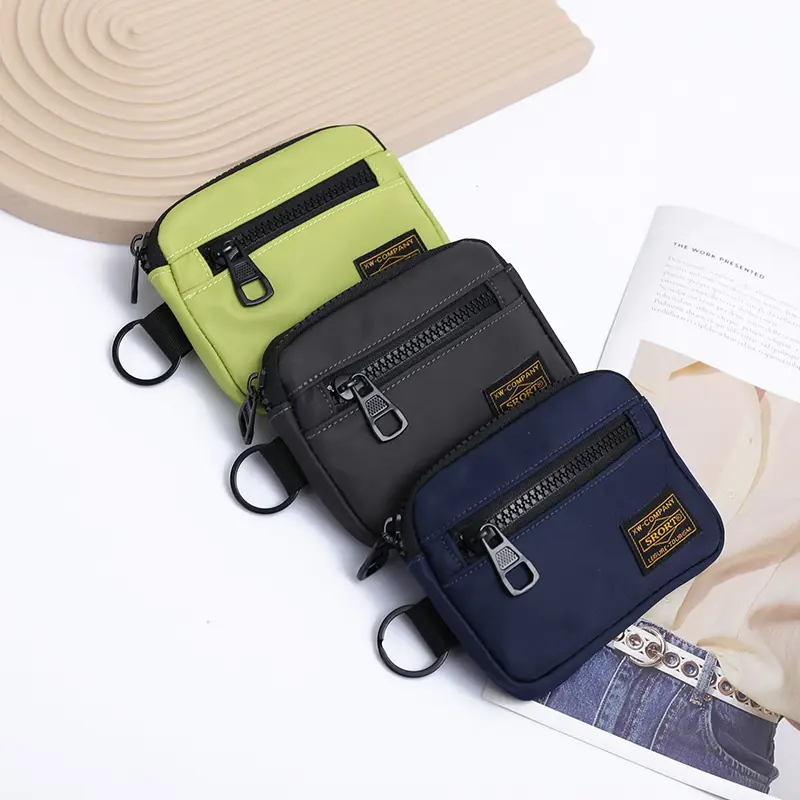 Casual Men's Coin Purse Canvas Zipper Short Wallet Retro Key Holder Small Money Bag Trend Youth Mini Handbag