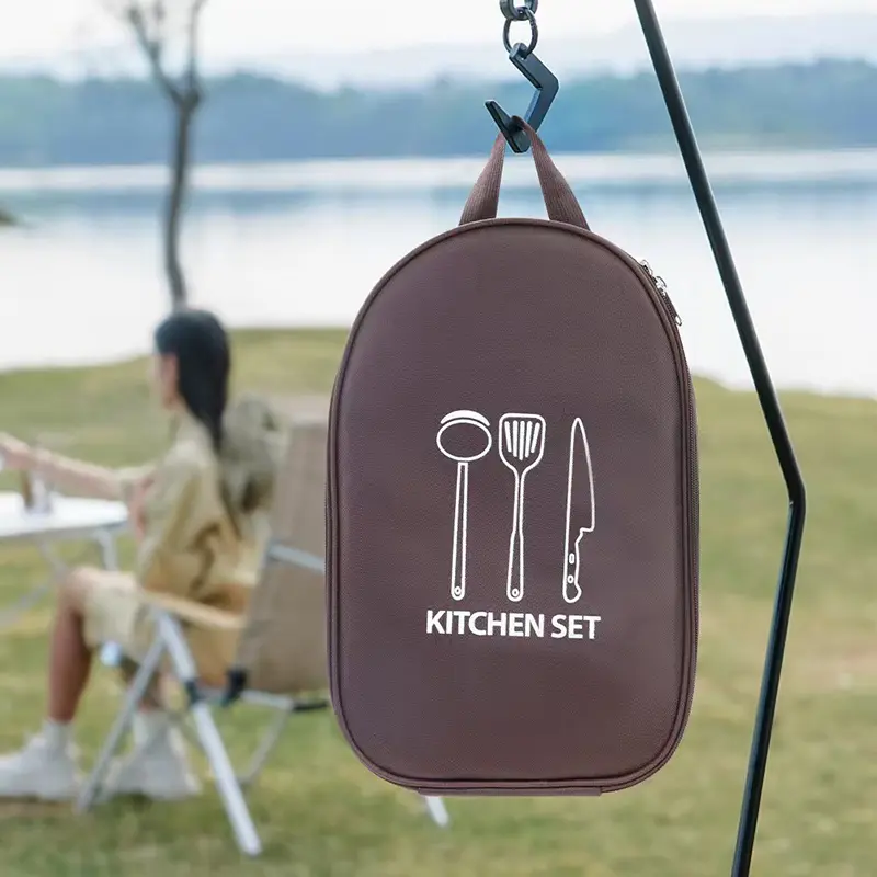 Outdoor Cookware Bag Camping Storage Bag Portable Travel Utensil Bag Cooking Utensil Organizer Storage Pouch (No Tableware)