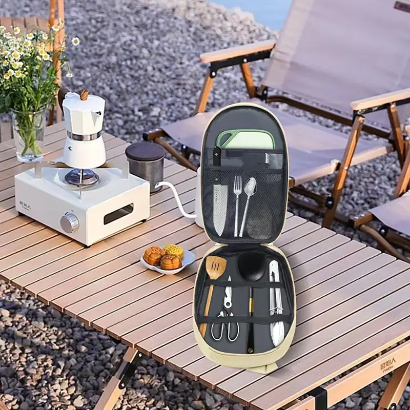 Outdoor Cookware Bag Camping Storage Bag Portable Travel Utensil Bag Cooking Utensil Organizer Storage Pouch (No Tableware)