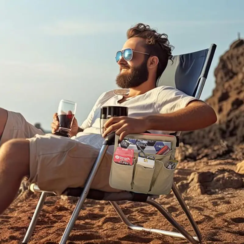 1PC Outdoor Camping Chair Armrest Storage Bags Portable Beach Chair Side Hanging Bags for Fishing Camping Hiking Organizer Pouch