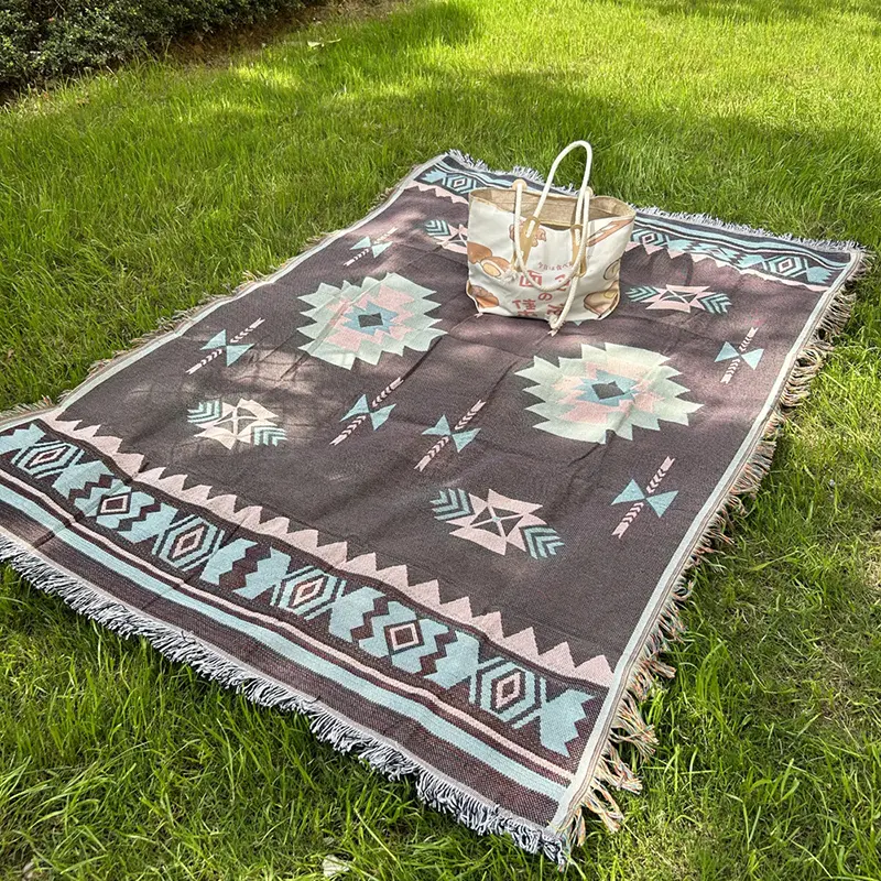 Bohemian Carpet Picnic Mat Outdoor Mat Camping Supplies Picnic Cloth Equipment Moisture-proof Mat Ins Ethnic Style