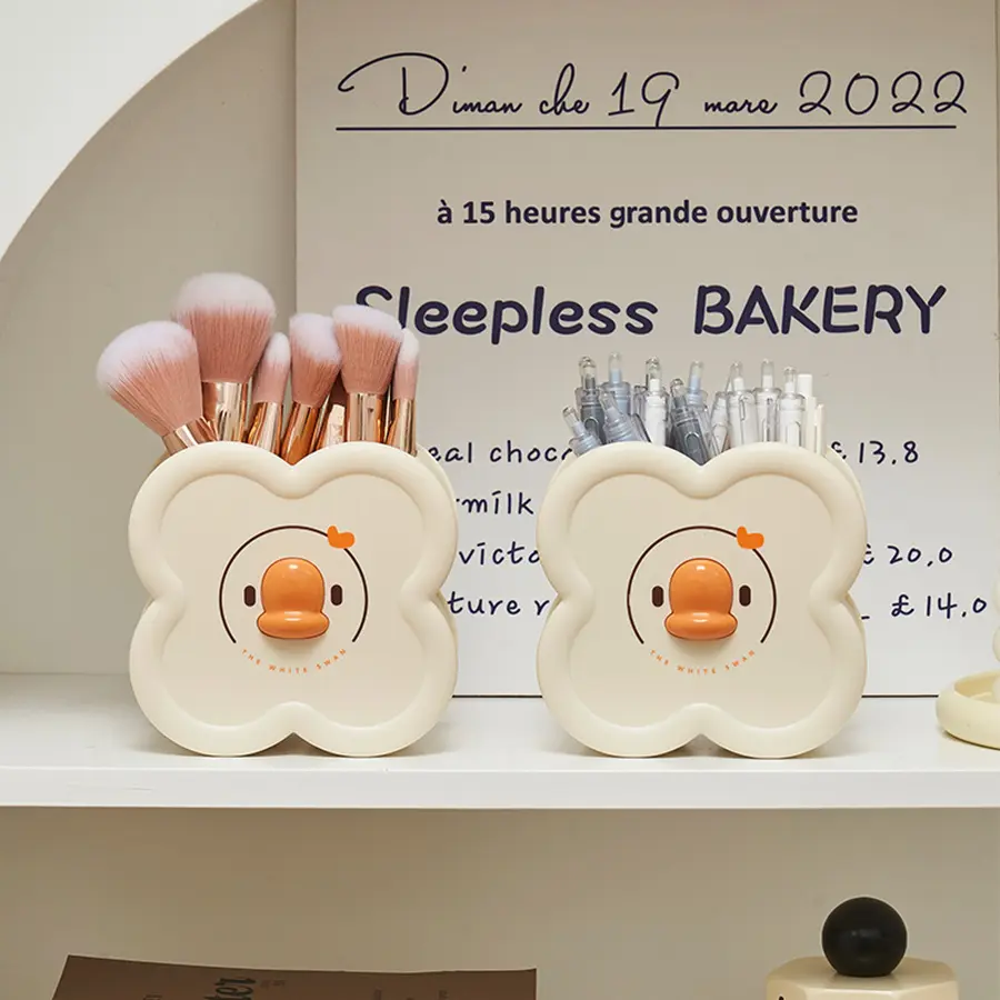 Cute Cartoon Round Pencil Holder Office Desk Pen Pot Cup Case Container Organiser Durable Pencil Case