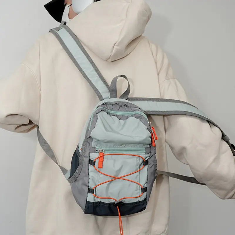 Unisex Outdoor Backpack, Drawstring mini Casual bag lightweight versatile hiking bag Fashion men and women travel small backpack