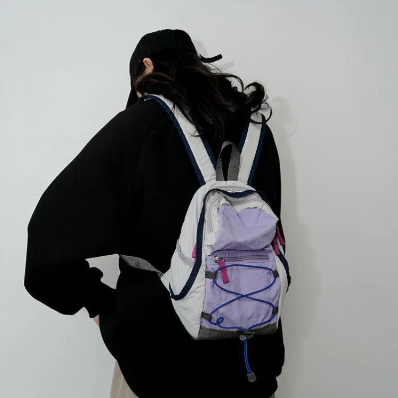 Unisex Outdoor Backpack, Drawstring mini Casual bag lightweight versatile hiking bag Fashion men and women travel small backpack