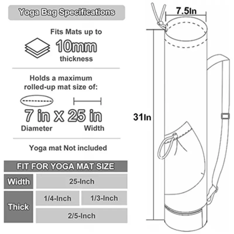 Yoga backpack, large capacity yoga mat bag, waterproof, adjustable shoulder straps, breathable sports bag, portable multifunctio