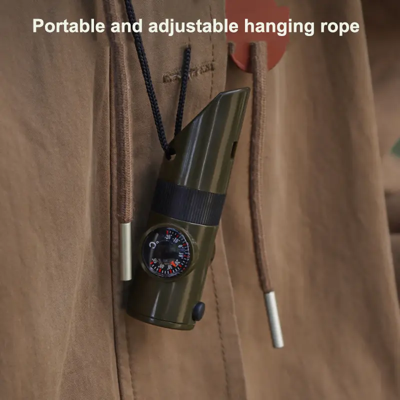 Outdoor Camping 7-in-1 Multi functional Whistle for Donkey Friends Survival Whistle with Flashlight, Thermometer, Compass