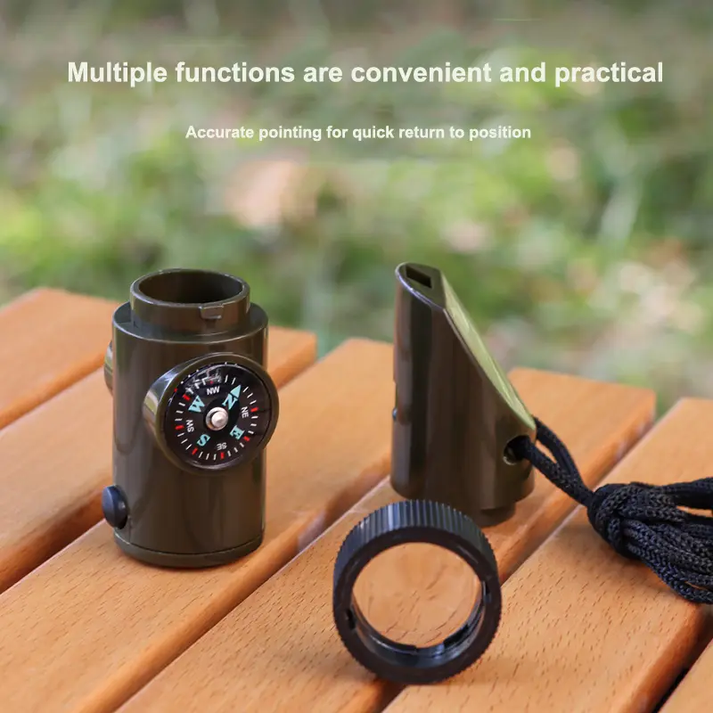 Outdoor Camping 7-in-1 Multi functional Whistle for Donkey Friends Survival Whistle with Flashlight, Thermometer, Compass