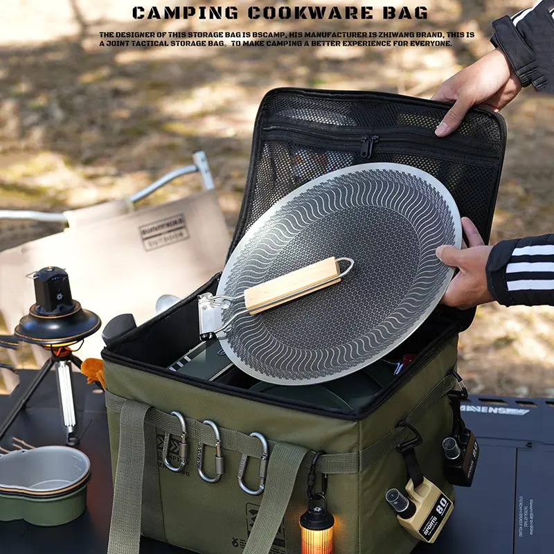 Outdoor folding storage box, picnic camping storage box, tableware, kitchenware, outdoor tactical storage bag, large capacity