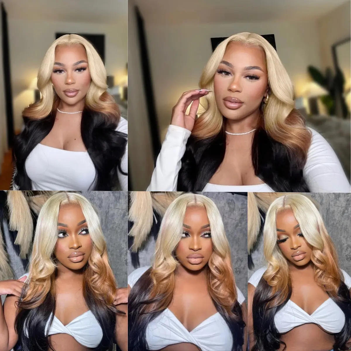 OmBre Blonde Lace Front Wigs For Women Synthetic 13X4 Lace Frontal Wigs Pre Plucked Hairline With Baby Hair Wig 200% Density