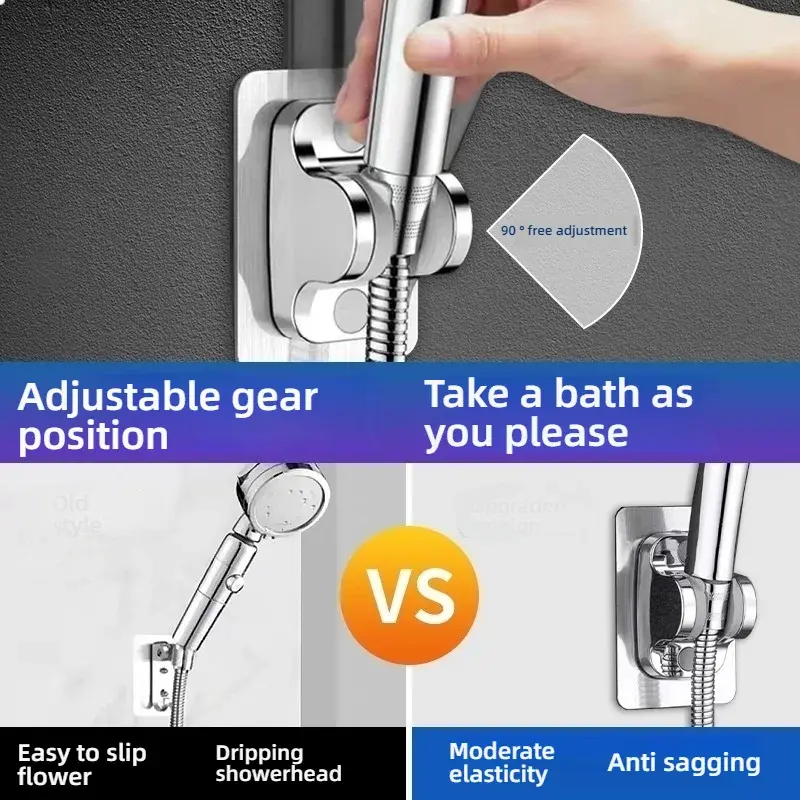 1PC Wall Mount ABS Adjustable Shower Holder Bathroom Handheld Shower Head Holder Bracket Easy Installation Base