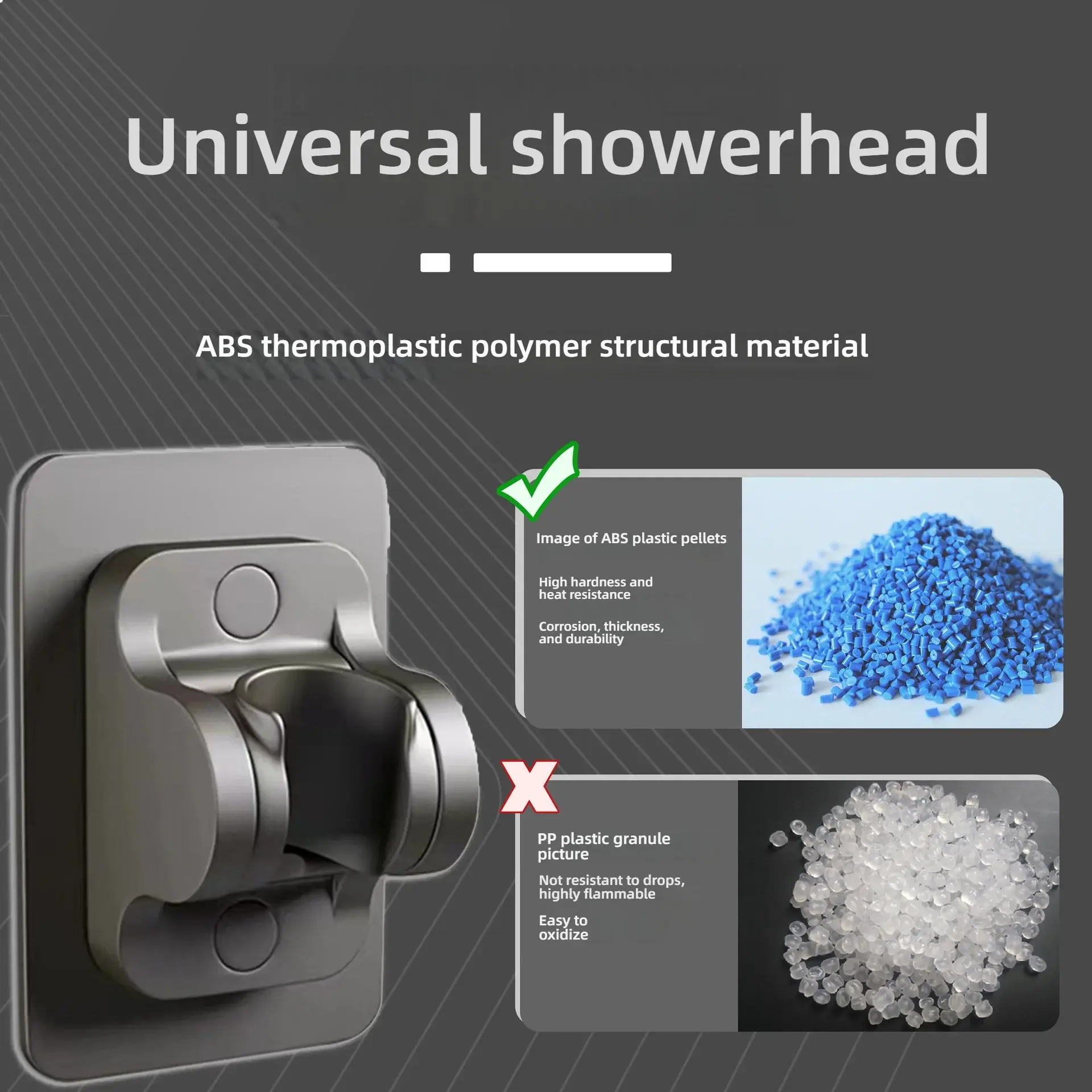 1PC Wall Mount ABS Adjustable Shower Holder Bathroom Handheld Shower Head Holder Bracket Easy Installation Base