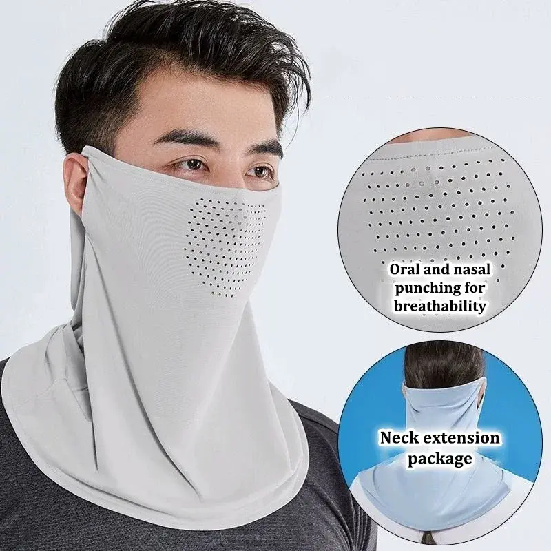 Unisex Face Scarf Breathable Ice Silk UV Sun Protection Mask Soft Adjustable Anti Ultraviolet Thin For Summer Outdoor Activities