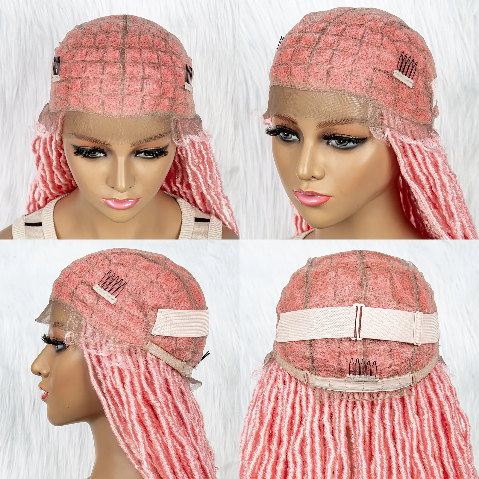 Pink Blue Full Lace Braided Wigs Synthetic Lace Front Wig Braid African With Baby Hair Braids Butterfly Locs Dreadlocks Wigs