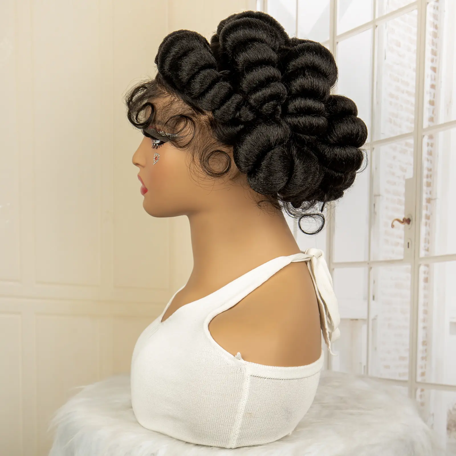 Synthetic Full Lace Afro Bantu Braided Wigs for Black Women Knotless Box Braiding Wig with Baby Hair Lace Frontal Braids Wig