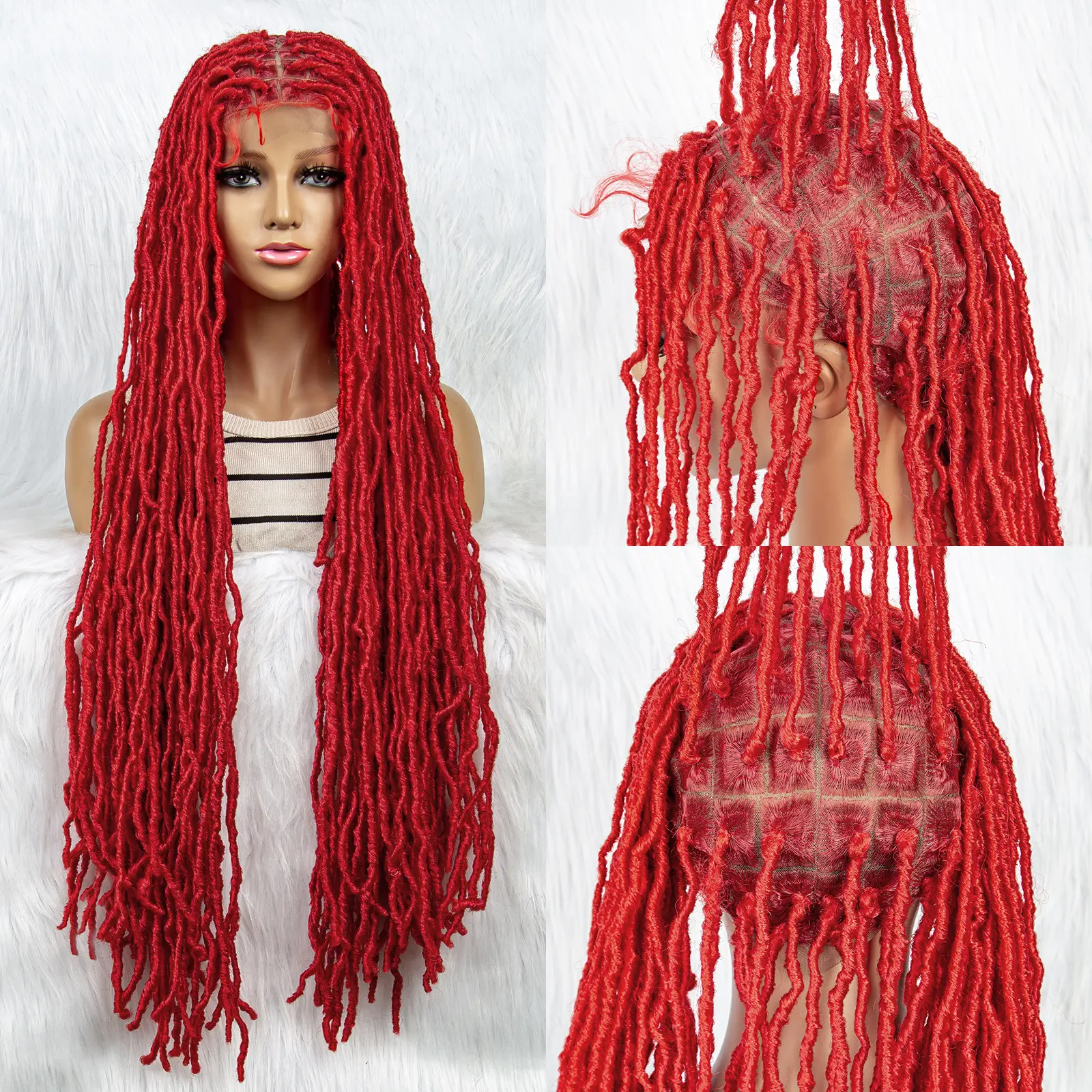 Pink Blue Full Lace Braided Wigs Synthetic Lace Front Wig Braid African With Baby Hair Braids Butterfly Locs Dreadlocks Wigs