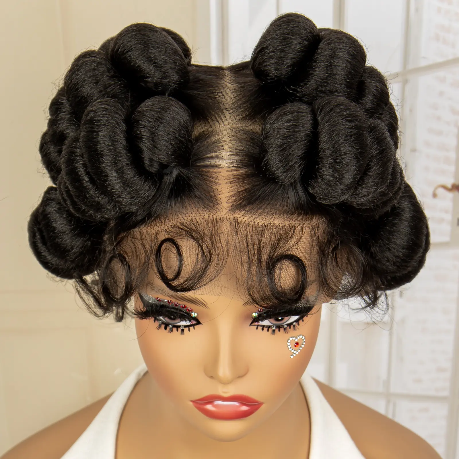 Synthetic Full Lace Afro Bantu Braided Wigs for Black Women Knotless Box Braiding Wig with Baby Hair Lace Frontal Braids Wig